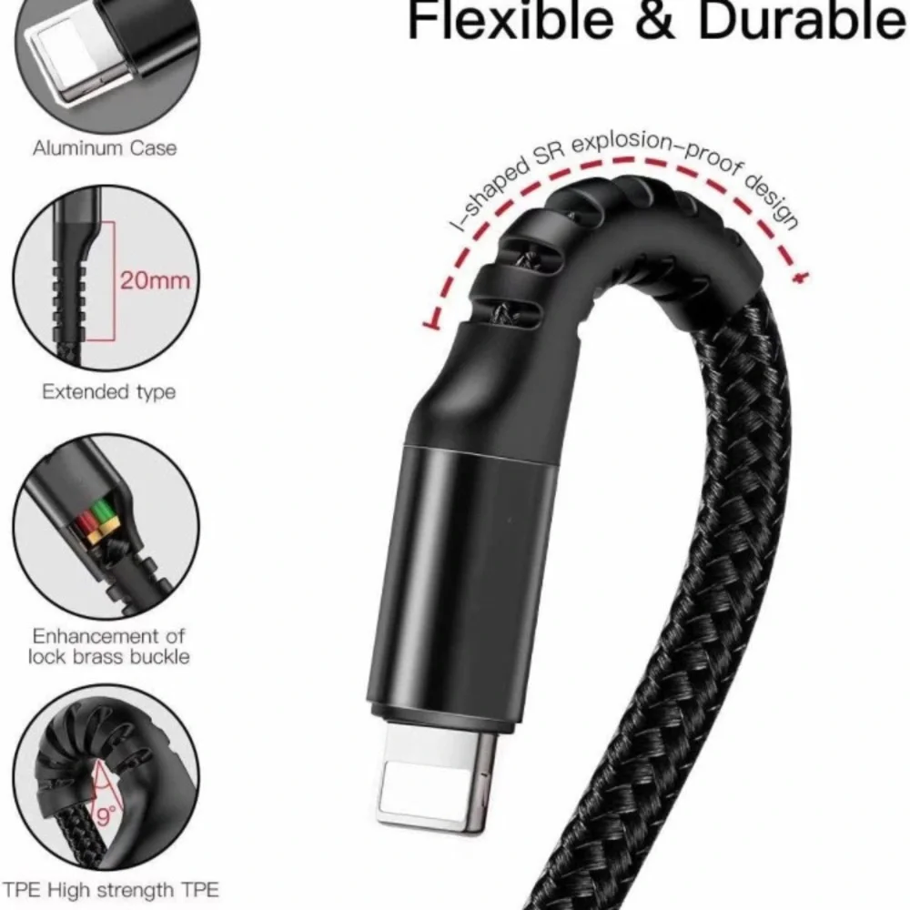 Retractable iPhone Charger Coiled Cable